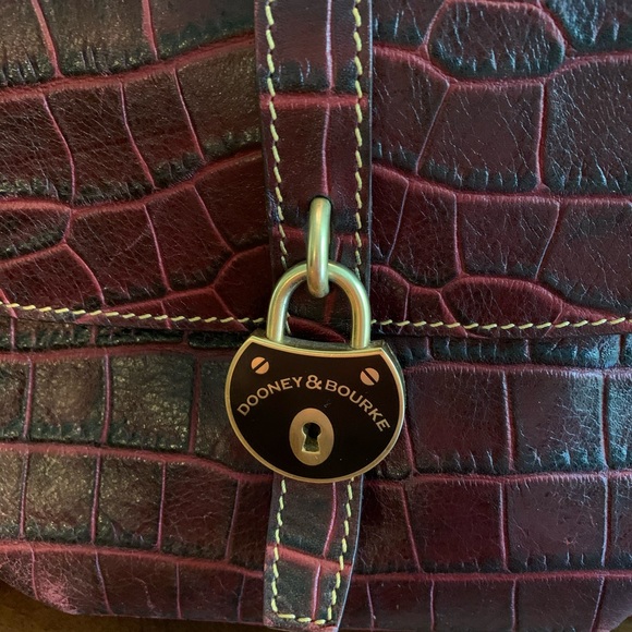 Dooney & Bourke Wine Leather Embossed Satchel - Picture 2 of 7